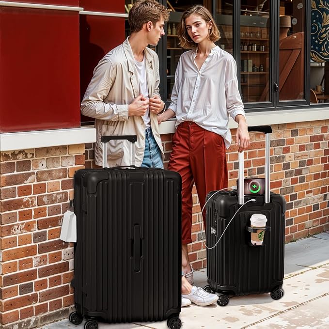 Krute Luggage with Spinner Double Wheels Suitcases with USB Port and Cup Holder - Image 8