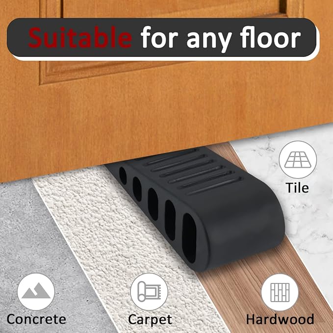 JQK Rubber Door Stopper Wedge, Wooden Floor, DSB61-BK-P9 - Image 4