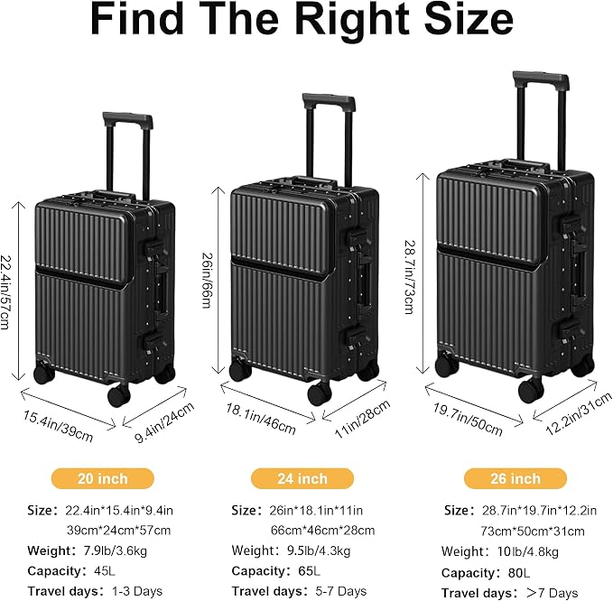 Hard Shell Luggage 24 Inch Travel Luggage, Carry-On Luggage Spinner TSA - Image 8