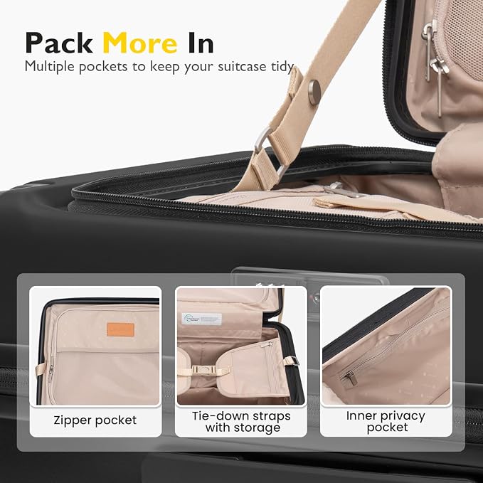 LEVEL8 Top Opening Carry on Luggage Expandable, Large Suitcases - Image 2