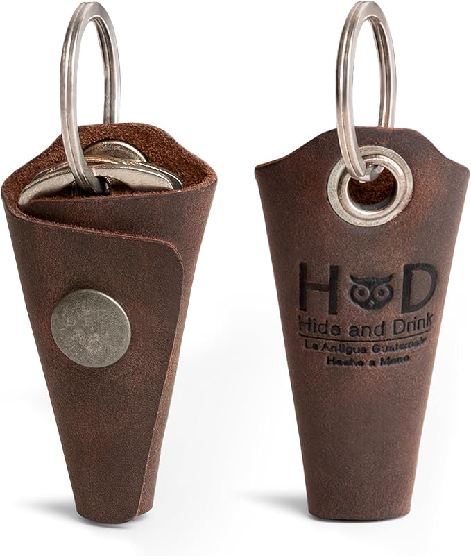 Hide & Drink Full Grain Leather Wrap Keychain, Organizer Snap Closure, Key Ring by HideDrink