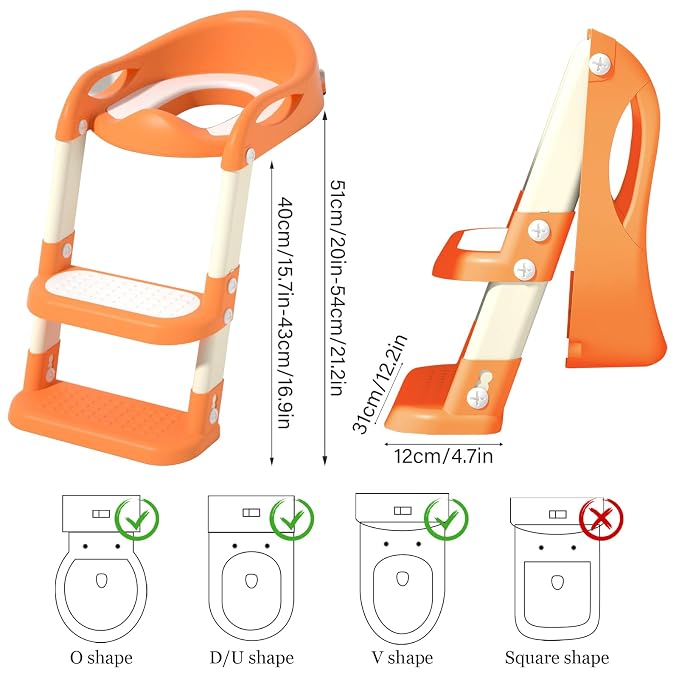 Potty Training Seat with Step Stool Ladder, Adjustable Foldable Potty Seat - Image 3