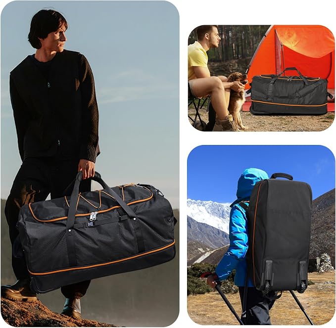 Vomgomfom 32" Soft-Sided Foldable Wheeled Travel Duffel Bag, Expandable 110L to - Image 6