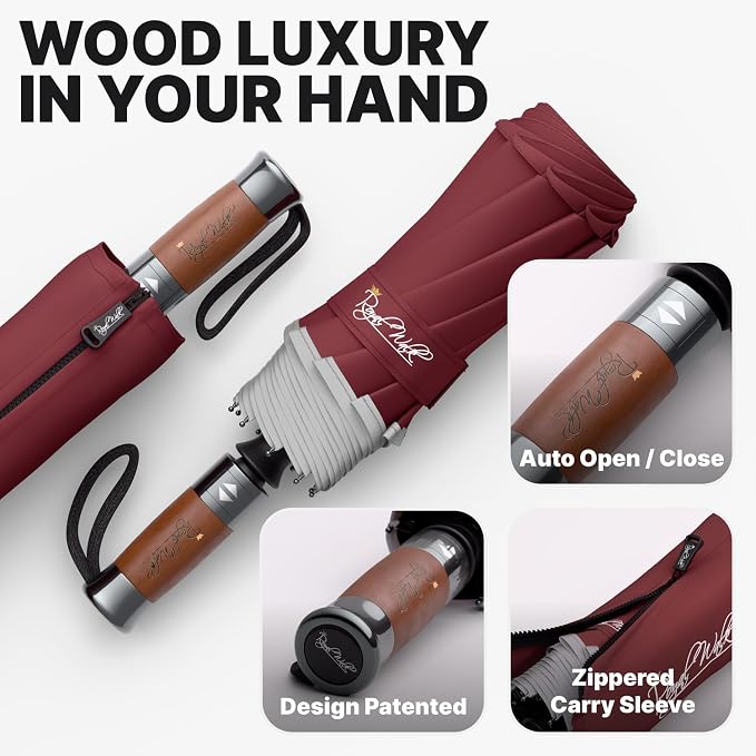 Royal Walk Windproof Folding Travel Umbrella Compact and Strong Luxurious Real - Image 3