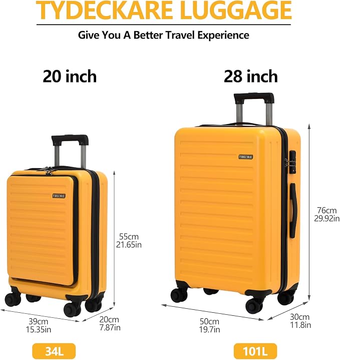 TydeCkare 2pcs 20/28" Luggage Set Lightweight HardShell, Only 20 Inch Carry On - Image 2