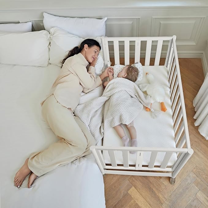 EvoNook 6-in-1 Convertible Mini Crib, 100% New Zealand Solid Wood, 4 Adjustable - Image 5