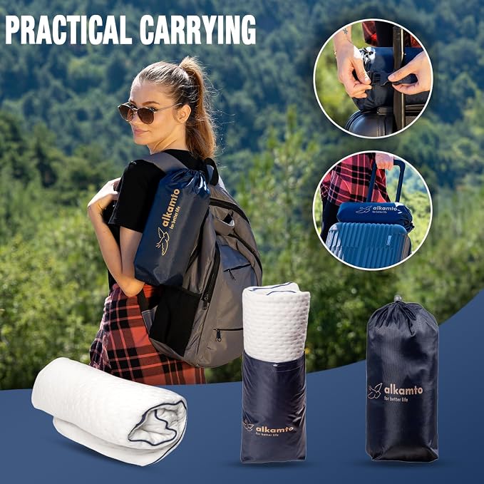 Travel & Camping Comfortable Memory Foam Pillow – Easy to Carry Portable Bag – - Image 7