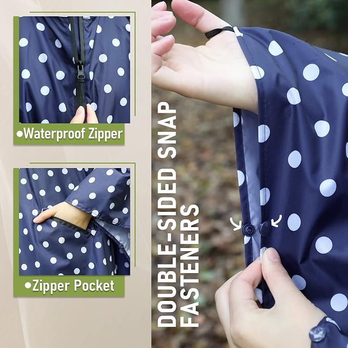 SaphiRose Unisex Rain Poncho Raincoat Hooded - Image 4
