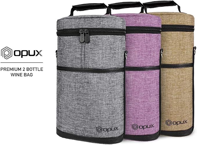 opux 2 Bottle Wine Carrier Tote, Insulated Leakproof Wine Cooler Bag, Wine - Image 9