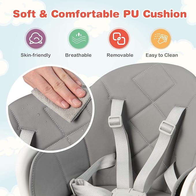 HONEY JOY Baby High Chair, 6 In 1 Convertible Wooden Highchair - Image 7