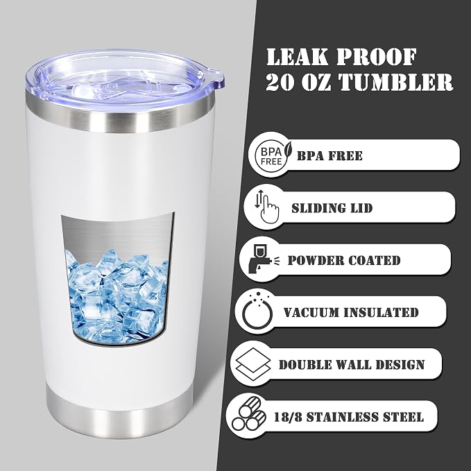 20 oz Tumbler with lid Double Wall Vacuum Insulated Tumblers Stainless Steel - Image 3