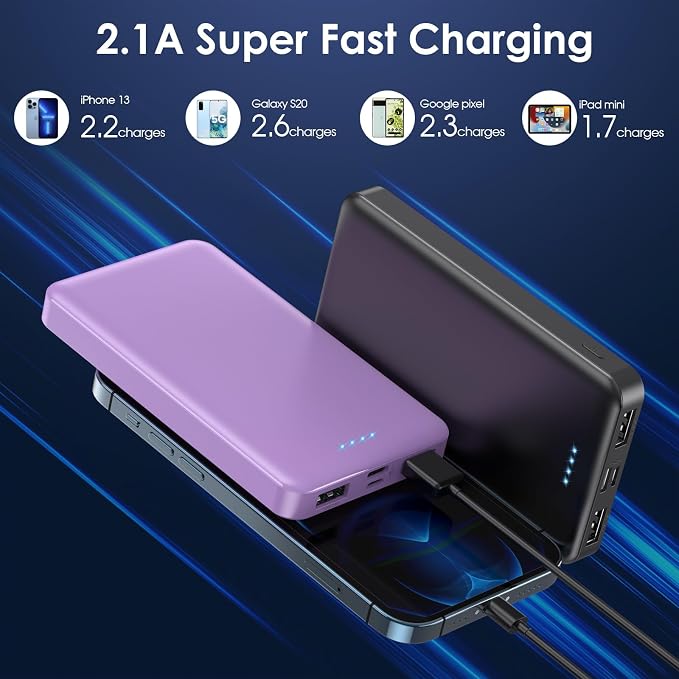 Portable Charger Power Bank 10000mAh, Ultra Slim Compact External Battery Pack - Image 2