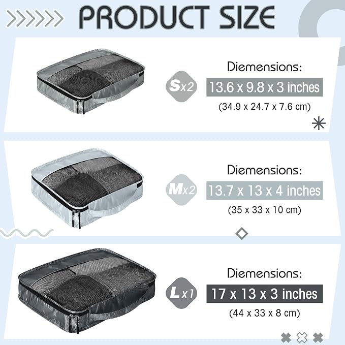 5 Pcs Packing Cubes for Suitcase Large Travel Cubes Carry on Luggage Organizer - Image 2