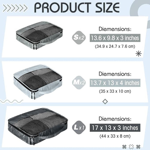 5 Pcs Packing Cubes for Suitcase Large Travel Cubes Carry on Luggage Organizer - Image 2
