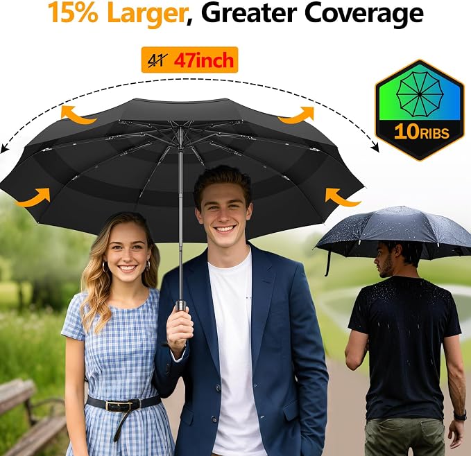 3T Wind Armor Travel Umbrella Compact Easy Auto Open Close Folding Umbrellas - Image 4