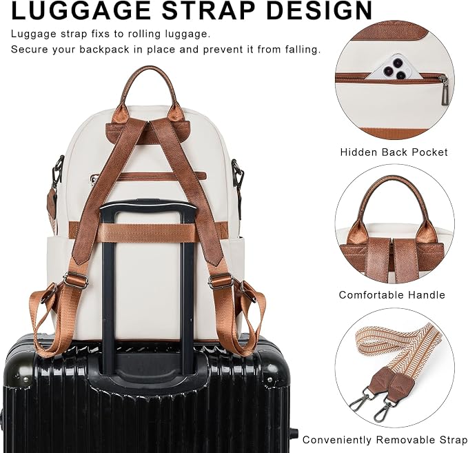 Backpack Purse for Women Laptop Backpack, Leather Travel Backpack Shoulder Bag - Image 7