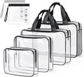 ABSOFINE Clear Toiletry Bag for Travel Size Toiletries, 4 Pack Large Waterproof by ABSOFINE