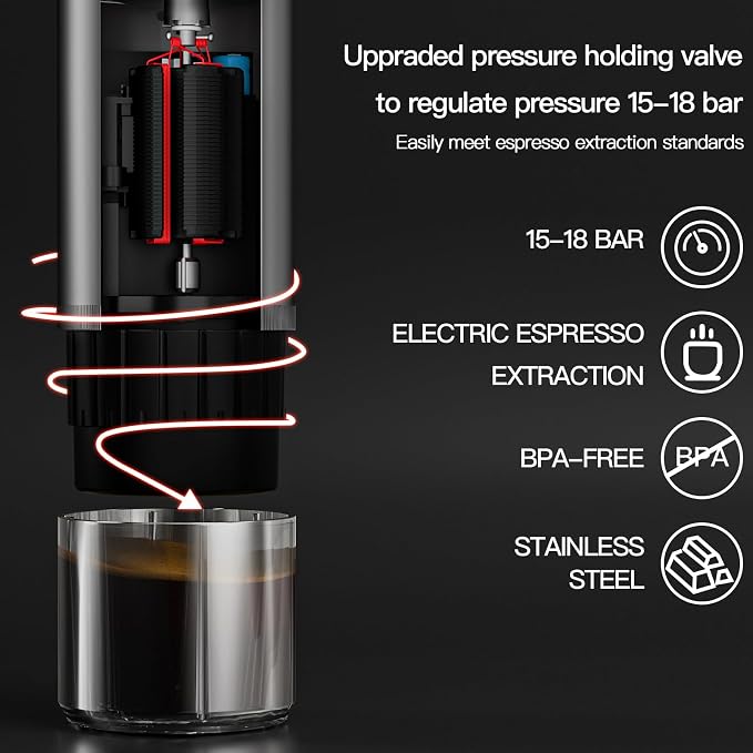 CONQUECO Portable Espresso Machine Travel: 12v Car Coffee Maker - Image 3