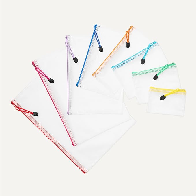 Amazon Basics 30-Pack Mesh Zipper Pouch Bags, 8 Sizes Waterproof Storage - Image 4
