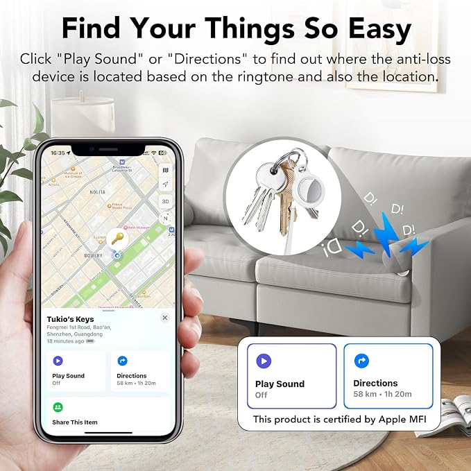 2025 New Air Tracker Tags-3 Pack, Replaceable Battery, Key Finder and Item - Image 4