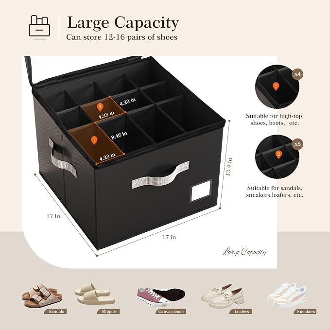 Criusia Shoe Organizer for Closet, Foldable Shoe Storage Organizer - Image 3