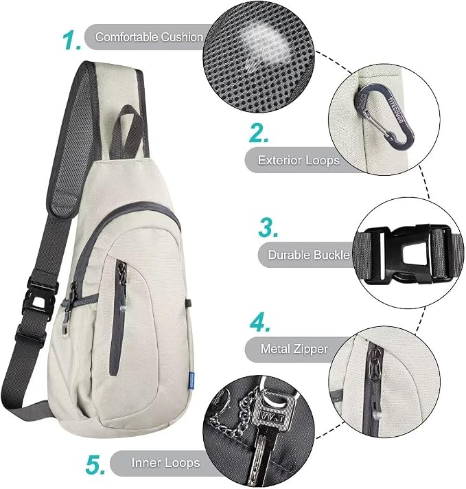 TITECOUGO Small Sling Bag, Lightweight Crossbody Backpack - Image 5