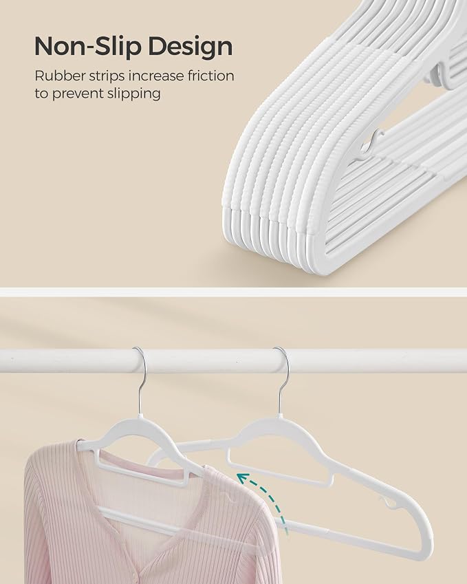 SONGMICS Pack of 50 Coat Hangers, Space-Saving Plastic Clothes Hangers - Image 3