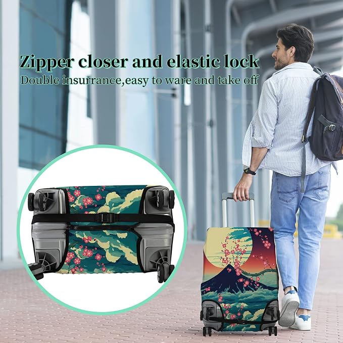 Luggage Cover Suitcase Protector + Luggage Tag, Landscapes Sakura Mount Fuji - Image 5