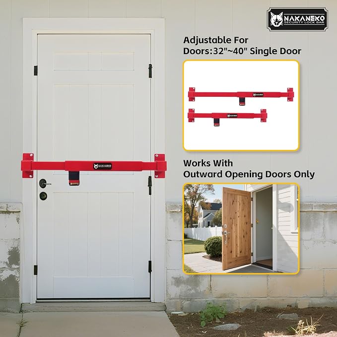 Door Security Bar-by NAKANEKO The Entire Width of Your Outward Opening Front - Image 4