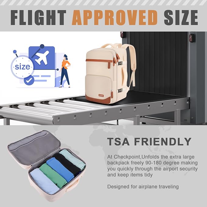 40L Travel Backpack with USB Charging Port, Water-Resistant Carry On Backpack - Image 5