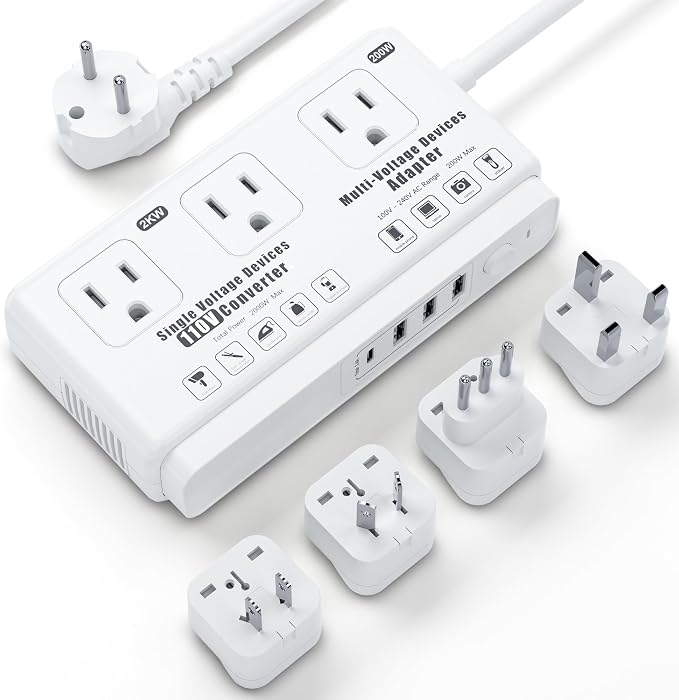 220v to 110v Voltage Converter Adapter: International US to Europe Travel Power by Unknown