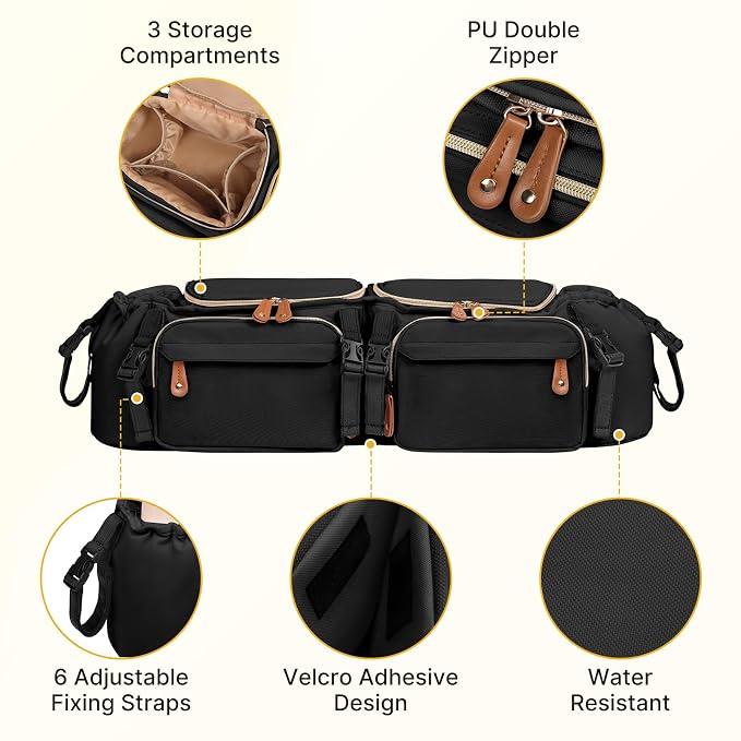 Double Stroller Organizer for Bob Duallie and Baby Jogger City Mini GT2 - Image 6