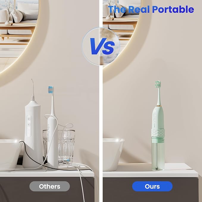 Portable Water flosser with Electric Toothbrush, 2 in 1 Teeth Cleaning Kit - Image 7