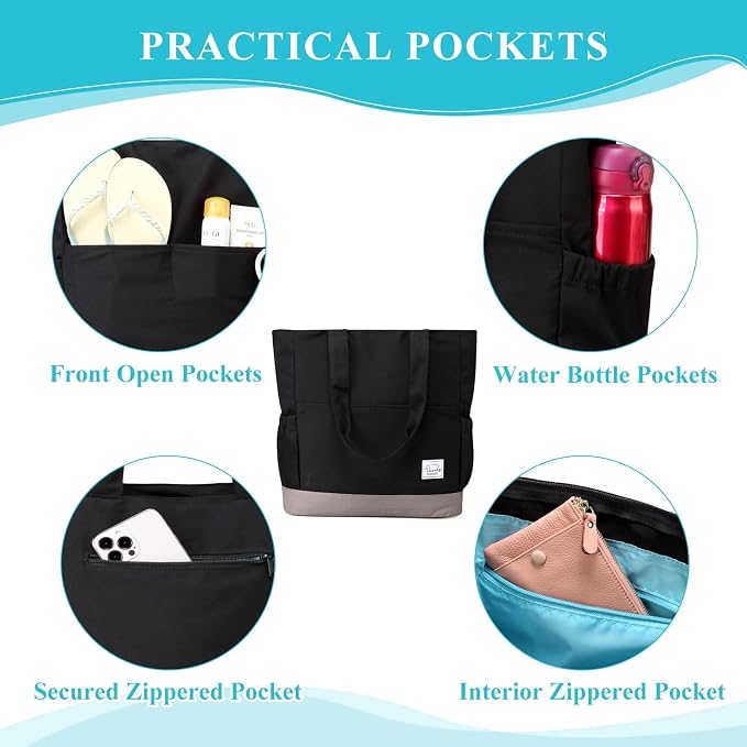VASCHY Beach Bag for Women, Large Waterproof Sandproof Fold-able Packable Pool - Image 5