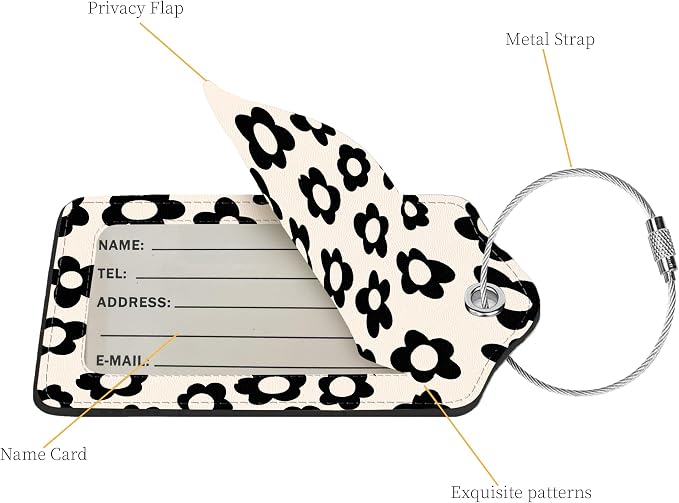 2 Pcs Luggage Tags for Suitcase, Cute Unique PU Leather Travel Bag Tag - Image 3