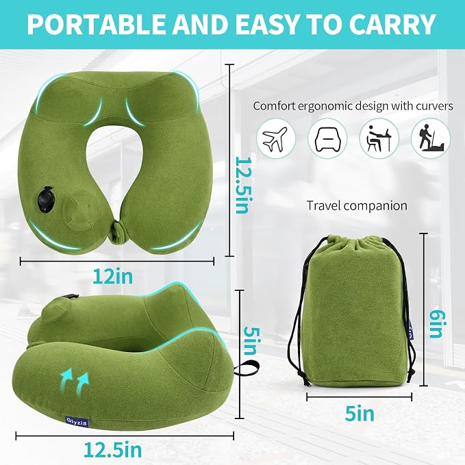 2 Pack Inflatable Travel Neck Pillows - Image 2