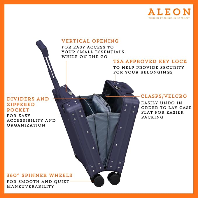 Aleon 16” Aluminum Vertical Underseat Carry-On Luggage - Image 3