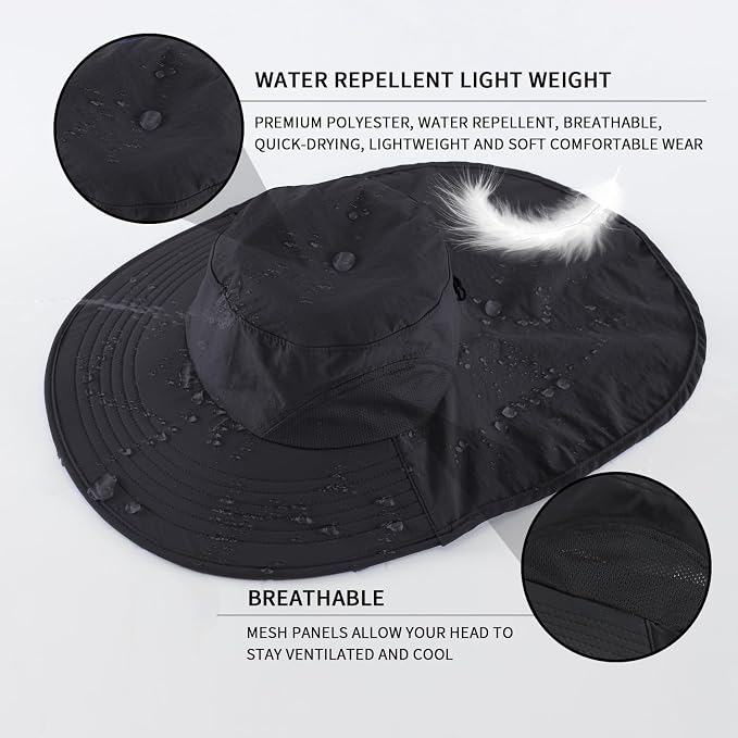 Home Prefer Outdoor UPF50+ Sun Hat Wide Brim Mesh Fishing Hat - Image 3