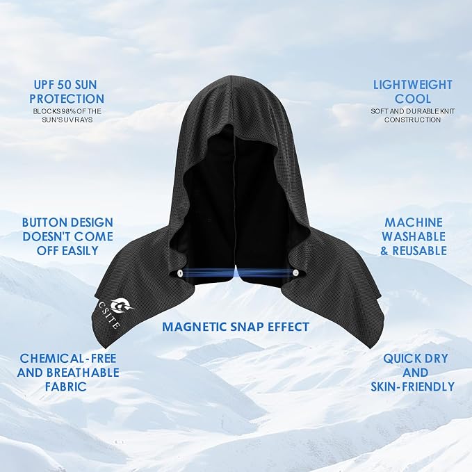 4 Pack Cooling Hoodie Towels for Neck and Face, UPF 50 Sun Protection & Instant - Image 2