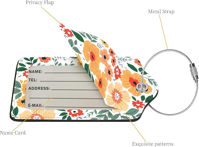 2 Pcs Luggage Tags for Suitcase, Cute Unique PU Leather Travel Bag Tag - Image 3