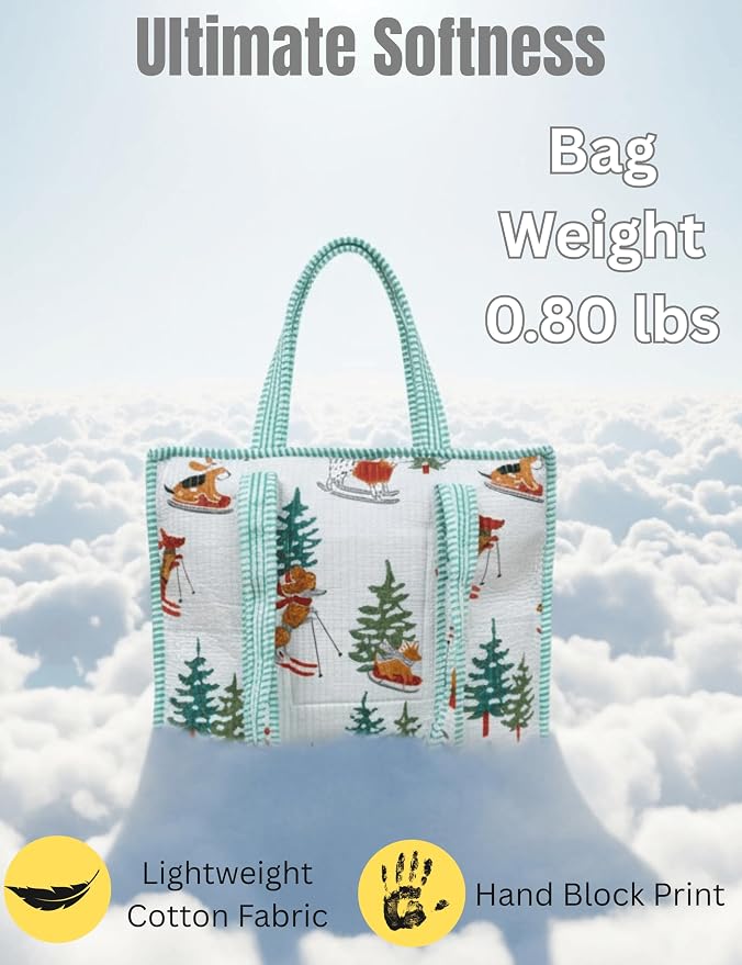 Cotton Quilted Tote Bag for Women – Large Beach & Travel Tote - Image 3
