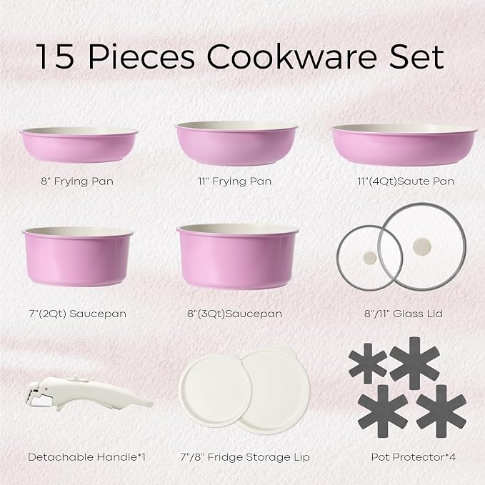 15Pcs Pots and Pans Set Non Stick, Cookware Sets - Image 2