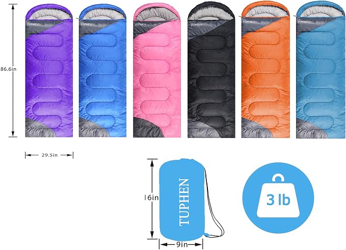 tuphen- Sleeping Bags for Adults Kids Boys Girls Backpacking Hiking Camping - Image 7