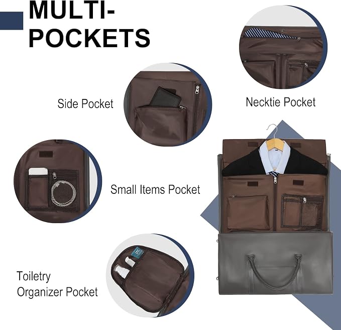 Leather Garment Bag for Travel, Modoker Carry On Suit Carrier Travel Bag - Image 3