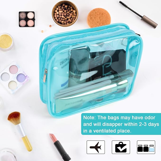 APREUTY Clear Makeup Bags, TSA Approved 6 Pcs Cosmetic Makeup Bags Set Clear PVC - Image 3
