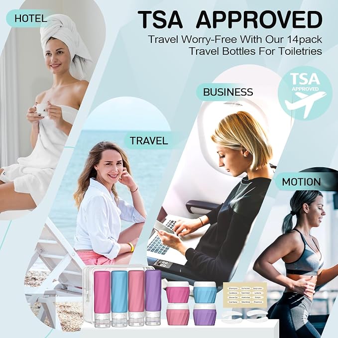 14pack Travel Bottles for Toiletries, TSA Approved Travel Size Toiletries - Image 7
