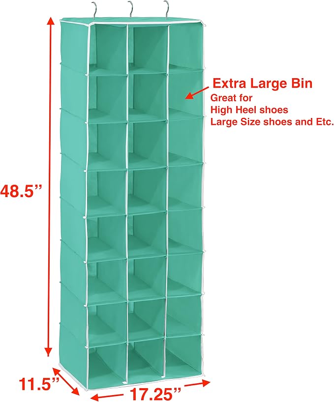 SIMPLE HOUSEWARE Hanging Closet Organizers 24 Section Shoe Shelves - Image 3
