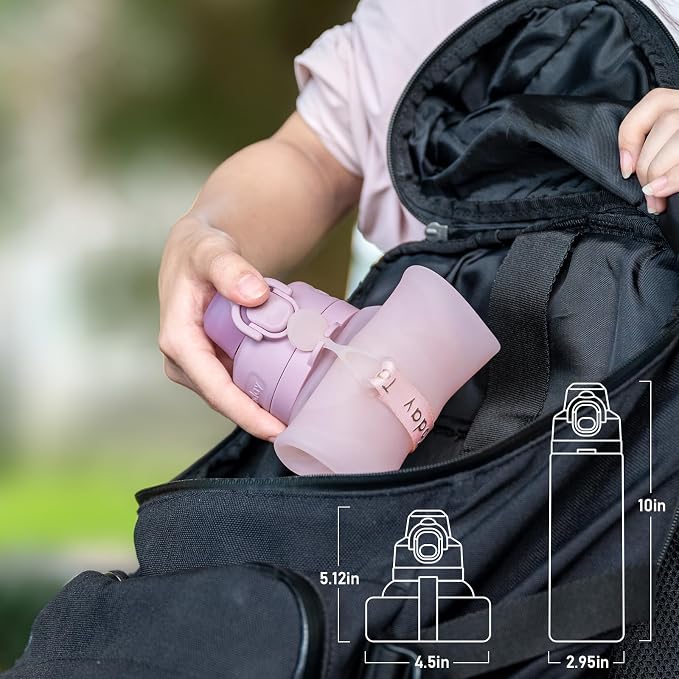 TakeToday Collapsible Water Bottles 20oz, Leak Proof, Foldable Silicone Travel - Image 2