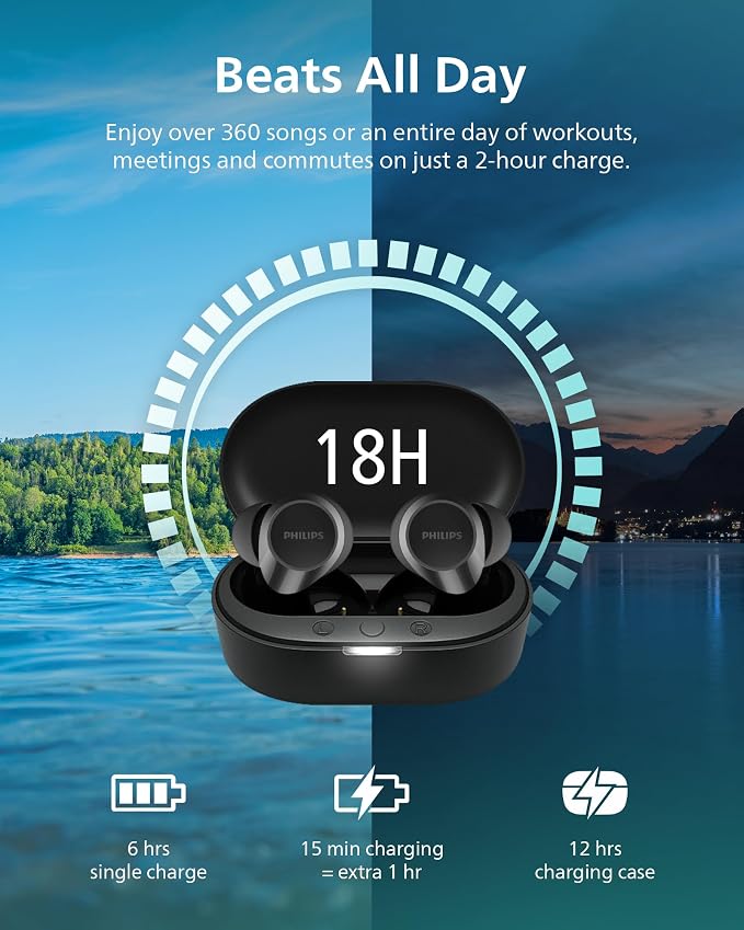 PHILIPS TAT1219 Wireless Earbuds, True Wireless Headphones, Powerful Bass - Image 4