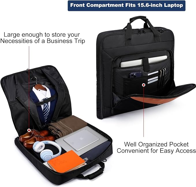 Garment Bag Travel Suit Bag for Men Large 40-Inch Carry on Garment Bag Up to 3 - Image 3